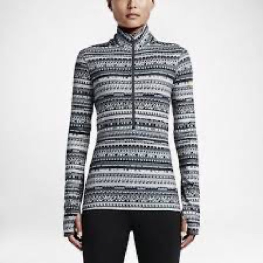 Nike Pro Women’s Hyperwarm Half-zip Training Top Sz Small Grey Black